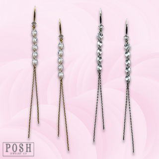 Chain earring with crystal beads, last call
