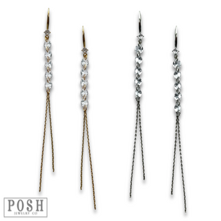 Chain earring with crystal beads, last call
