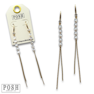 Chain earring with crystal beads, last call