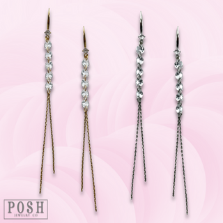 Chain earring with crystal beads, last call
