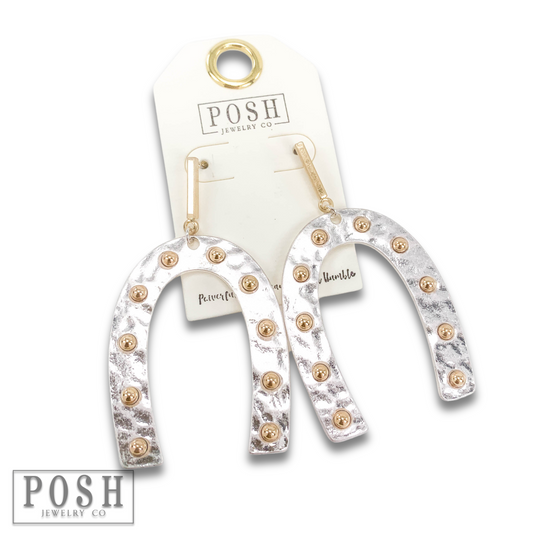 Hammered horseshoe shape earring, last call