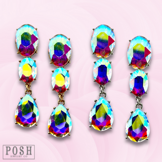 Rhinestone oval and teardrop earring