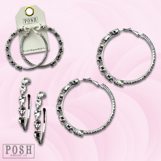 Oval rhinestone hoop earring, last call