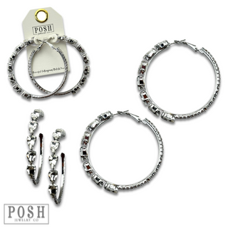 Oval rhinestone hoop earring, last call