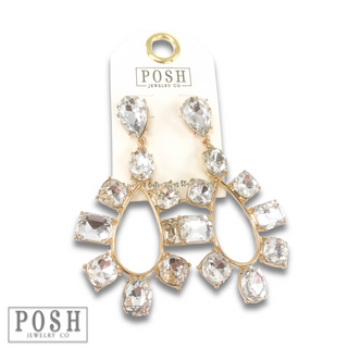 Rhinestone earring on teardrop post