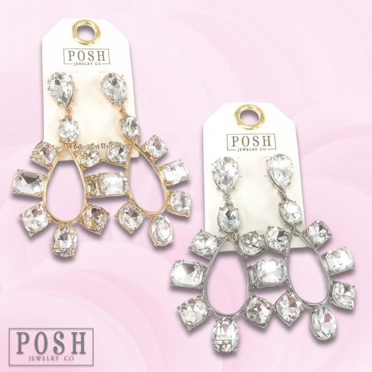 Rhinestone earring on teardrop post