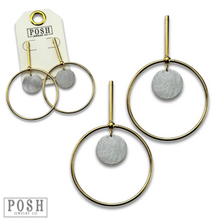 Gold bar and silver disc earring, last call