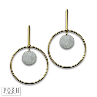 Gold bar and silver disc earring, last call