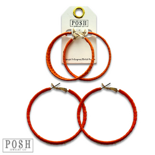 Woven gold flecked raffia hoop earring