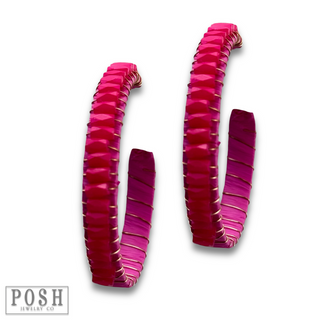 Hoop earring with wrapped crystal beads