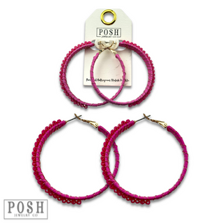 Hoop earring with wrapped crystal beads
