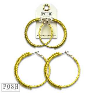 Hoop earring with wrapped crystal beads