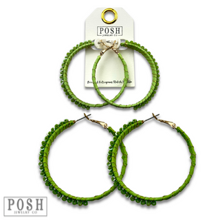 Hoop earring with wrapped crystal beads