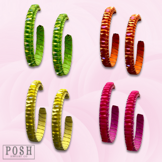 Hoop earring with wrapped crystal beads