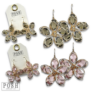 Crystal and flower petal earring