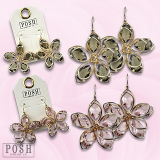 Crystal and flower petal earring