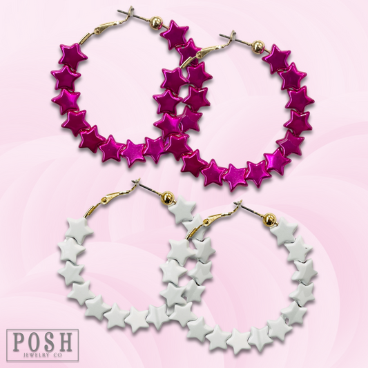 Metallic star hoop earring