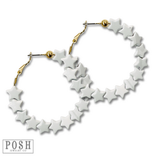 Metallic star hoop earring