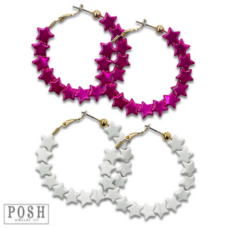 Metallic star hoop earring