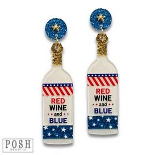 Patriotic wine bottle earring