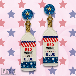 Patriotic wine bottle earring