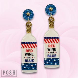 Patriotic wine bottle earring
