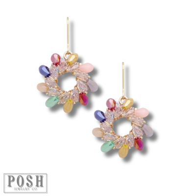 Beaded flower on french wire earring