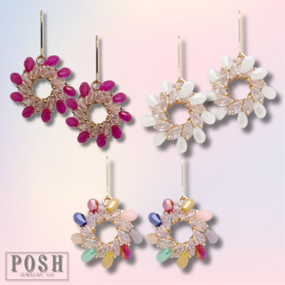 Beaded flower on french wire earring