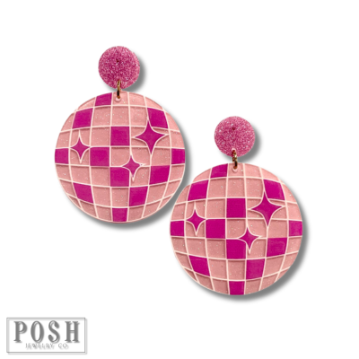 Acrylic disco ball earring