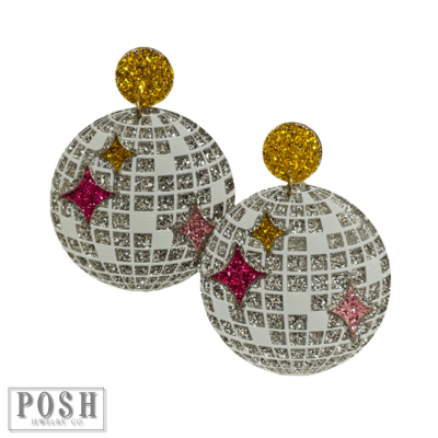 Acrylic disco ball earring