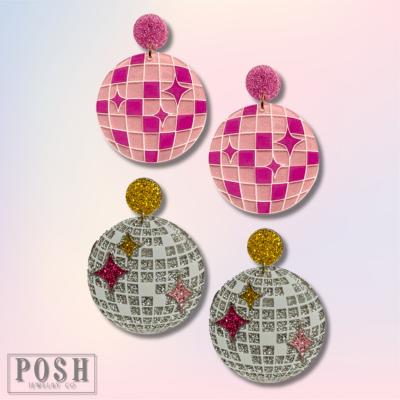 Acrylic disco ball earring