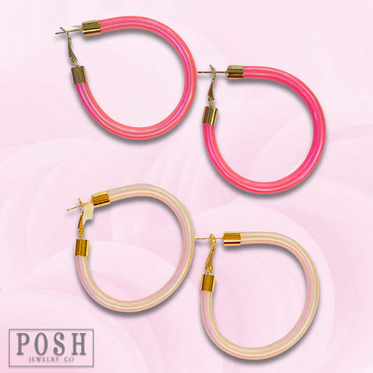 Iridescent hoop earrings