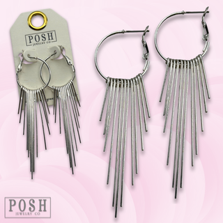 Hoop earring with metal fringe - LC
