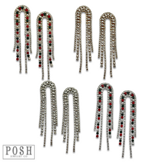 Arched rhinestone fringe earring