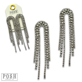 Arched rhinestone fringe earring