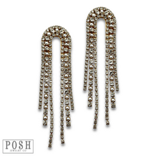 Arched rhinestone fringe earring