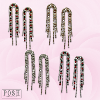 Arched rhinestone fringe earring