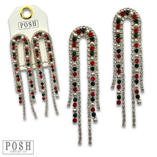 Arched rhinestone fringe earring
