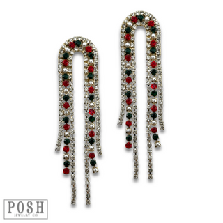 Arched rhinestone fringe earring
