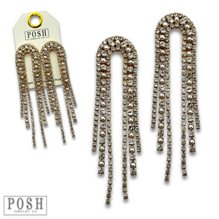 Arched rhinestone fringe earring