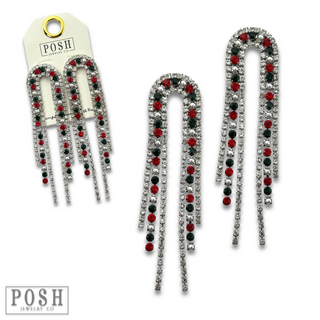 Arched rhinestone fringe earring