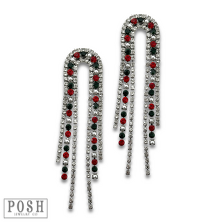 Arched rhinestone fringe earring