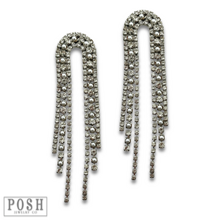 Arched rhinestone fringe earring