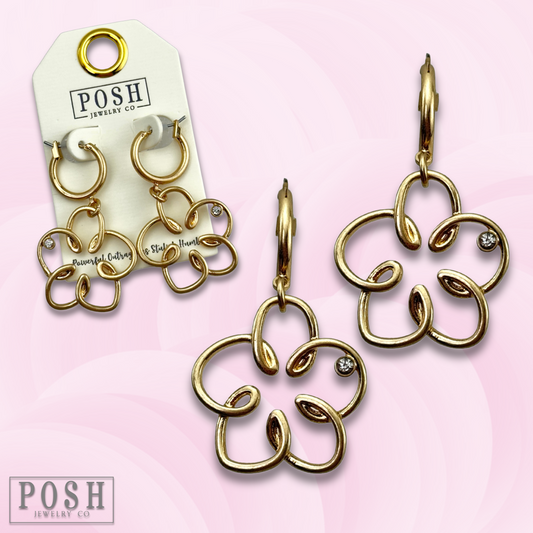 Wire flower hoop earring