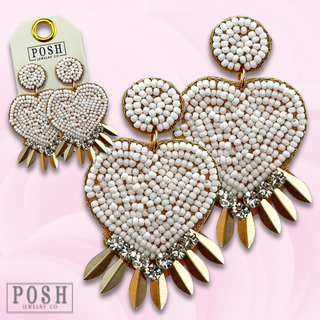 Beaded heart earring