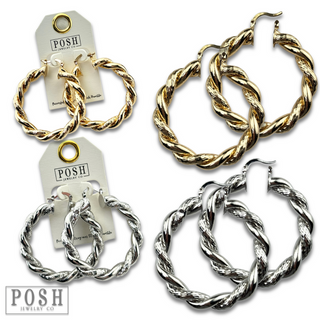 Twisted metal hoop earring