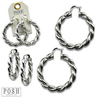 Twisted metal hoop earring