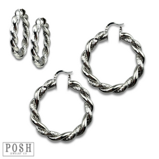 Twisted metal hoop earring