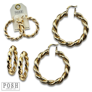 Twisted metal hoop earring