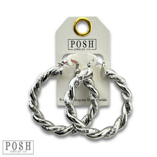 Twisted metal hoop earring
